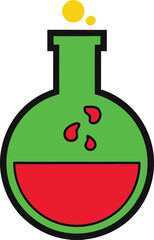 Beaker shows a lively chemical reaction with colorful changes and bubbling excitement






