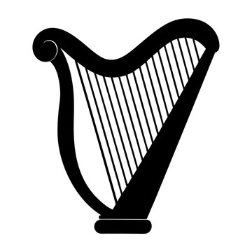recommend clip art: Harp musical instrument silhouette vector art illustration on white background 