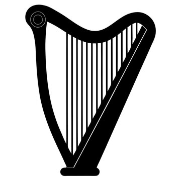 recommend clip art: Harp musical instrument silhouette vector art illustration on white background 