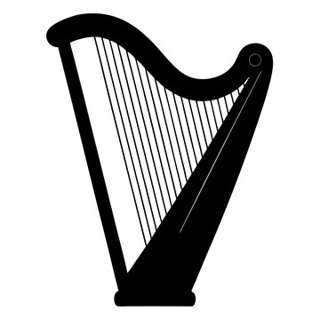 recommend clip art: Harp musical instrument silhouette vector art illustration on white background 