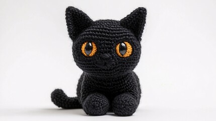 a crocheted black cat