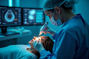 Surgeon Using Advanced Technology in the Operating Room