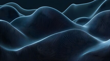 Obraz premium Black Radio Frequency Waves on Blue Background, Abstract Image, Texture, Pattern, Wallpaper, Cover and Screen for Smartphone, PC, Laptop, 9:16 and 16:9 Format