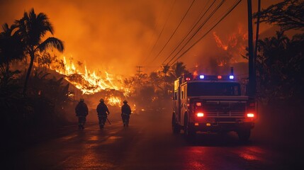 Obraz premium Devastating Wildfire Engulfs Maui, Hawaii: Scene of Destruction and Damage