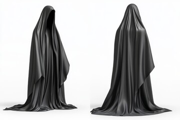 Naklejka premium A black traditional Islamic veil and burka that symbolize the deep cultural significance and the value of modesty in womens fashion, reflecting personal choice and religious beliefs in style
