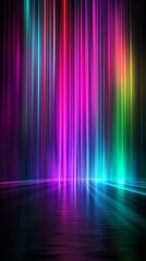 Background with colorful vertical light streaks with lights. Abstract background of gradient neon lights and vertical lines.