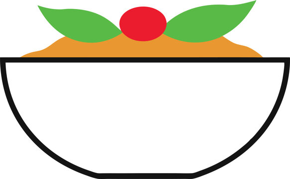 bowl of food with green leaves and red dot clip art preview