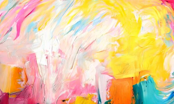 An abstract expressionist painting with bold colors and energetic brushstrokes. Video