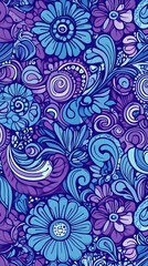 Flowers, Florals, Purple and Blue Shapes, Abstract Image, Texture, Pattern Background, Wallpaper, Cover and Screen for Smartphone, PC, Laptop, 9:16 and 16:9 Format