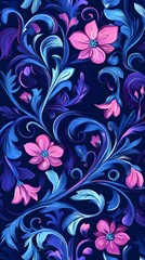 Flowers, Florals, Purple and Blue Shapes, Abstract Image, Texture, Pattern Background, Wallpaper, Cover and Screen for Smartphone, PC, Laptop, 9:16 and 16:9 Format