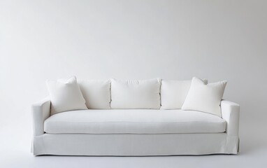 Modern minimalist white couch in a neutral setting designed for comfort and style