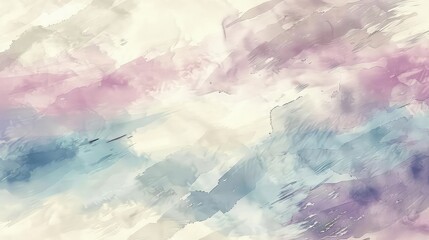 Obraz premium Develop a seamless watercolor background that mimics the gentle blending of early morning sky colors in pastel violet, soft blue, and warm cream. The strokes should merge seamlessly.