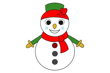 Frosty the Snowman line art vector illustration