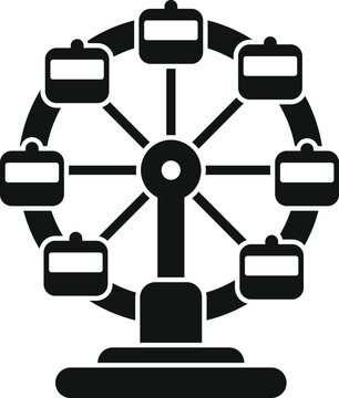 recommend clip art: Ferris wheel with empty cabins rotating at amusement park, entertainment, symbol of celebration and fun