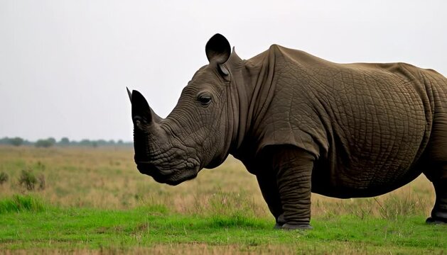 Indian rhinoceros in asia indian rhino or one horned rhinoceros unicornis with green grass
