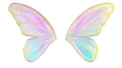 Pair of iridescent fairy wings isolated on transparent background