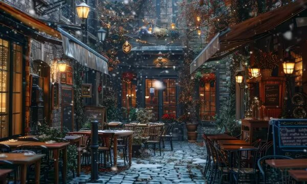 Charming caf&Atilde;&copy; nestled on a cobblestone street, Video