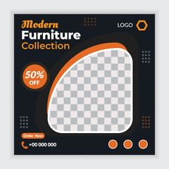 Modern furniture social media post banner template