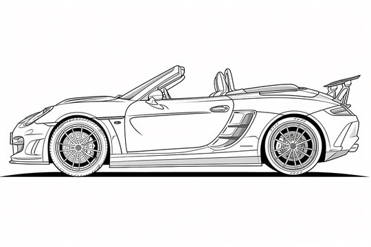 black and white convertible sports car outline clip art preview