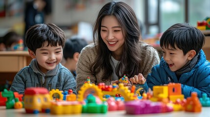 Teacher and Students Playing with Toys