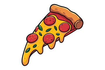 vector illustration of a flying slice of pizza.