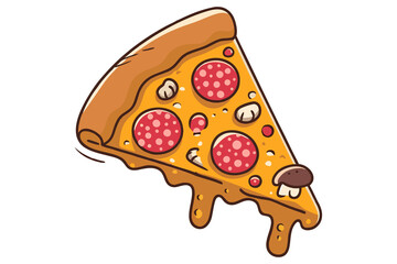 vector illustration of a flying slice of pizza.