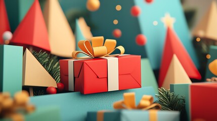 Colorful gift boxes with ribbons and festive decorations, perfect for holiday celebrations and seasonal events.