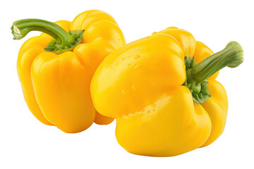 Fresh Yellow Bell Peppers. Bright and fresh yellow bell peppers, isolated on a transparent background. Perfect for culinary, food, and grocery-related visuals. PNG File,