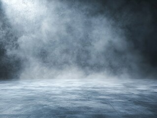 Fototapeta premium Lowangle view of a concrete floor with smoke and light creating a moody and mysterious atmosphere