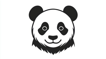 Fototapeta premium Smiling Panda Face Black and White Silhouette CloseUp Perspective Simple Composition Cute and Friendly Concept Tribal