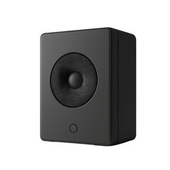 Obraz premium Black woofer speaker isolated on transparent background Generative Ai.