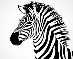 Obraz premium Zebra Profile Black and White Abstract Portrait Striking Stripes and Minimalist Composition Tribal
