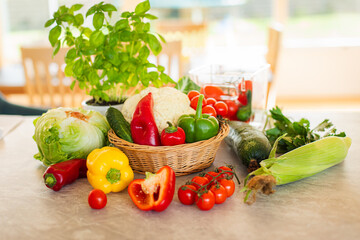 Fresh Organic Vegetables on a Kitchen Counter