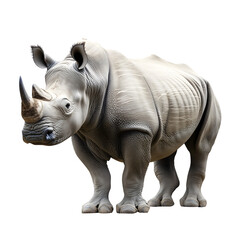Fototapeta premium powerful rhinoceros isolated on transparent background Generative Ai.