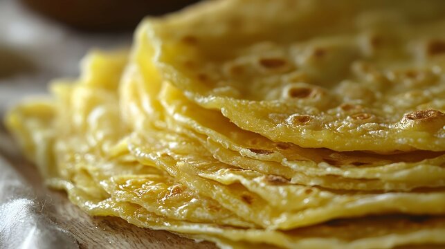 Close Up of Golden Brown Indian Flatbread Roti