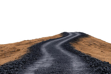 A winding, gravel road meanders through a barren landscape, inviting exploration and adventure into the unknown.