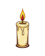 Editable stroke vector illustration of a candle with a gentle flame.