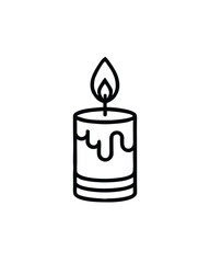 Editable stroke vector illustration of a candle with a gentle flame, perfect for design projects.