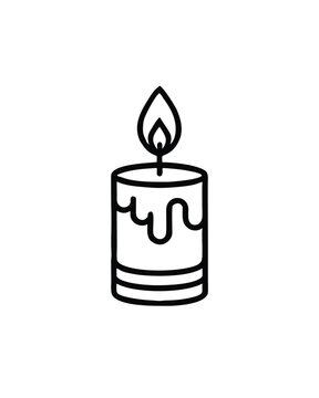 recommend clip art: Editable stroke vector illustration of a candle with a gentle flame, perfect for design projects.