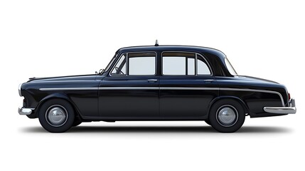 Fototapeta premium Classic Black Taxi Cab Isolated on White Background with Clipping Path