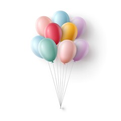 Birthday balloons, celebration element, photorealistic design, vivid hues, isolated on white background