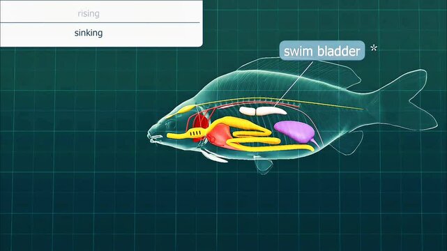 Function of swim bladder of fish while rising and sinking