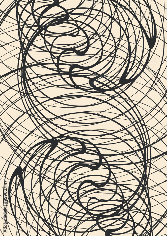 Wall mural wavy line seamless abstracts pattern background vector