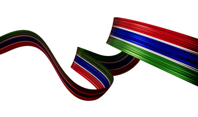 Waving ribbon or banner with flag of Gambia. independence day 3d illustration
