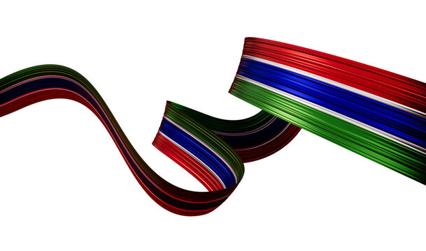 Waving ribbon or banner with flag of Gambia. independence day 3d illustration
