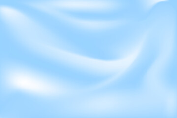 Cloudy soft blue sky with blurred white clouds. Bright wavy pastel shades of blue in gradient mesh