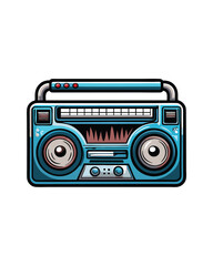 Editable vector illustration of a blue cassette player with a number 3 on it.