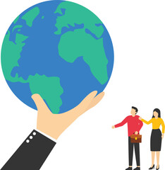 Career success. Ladder of success. Earth. Running on the growing world. Open the world of business. Modern vector illustration in flat style

