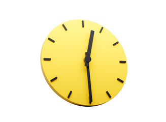 3d Simple Yellow Round Wall Clock 12:30 Twelve Thirty Half Past 12  3d illustration
