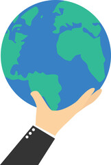 Career success. Ladder of success. Earth. Running on the growing world. Open the world of business. Modern vector illustration in flat style

